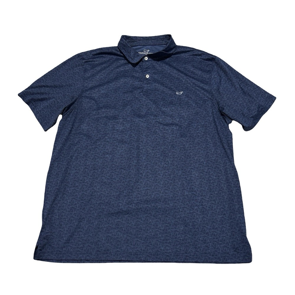 Vineyard Vines Performance Men's Golf Polo Shirt Blue Size XL 25 x 30